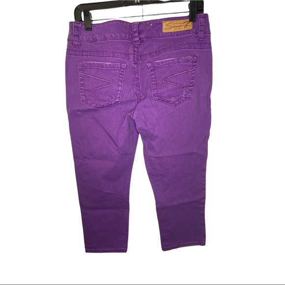 Seven7 Women's Purple Denim Distressed Cropped Stretch Capris Jeans 10 Petite - Picture 2 of 11